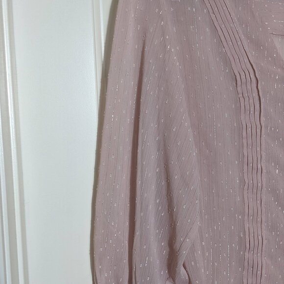 NWOT Express Metallic Pleated Button Front Shirt (Medium) - Picture 2 of 4